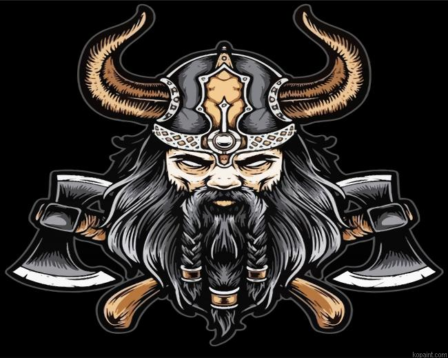 Angry Viking With Beard Paint by Numbers