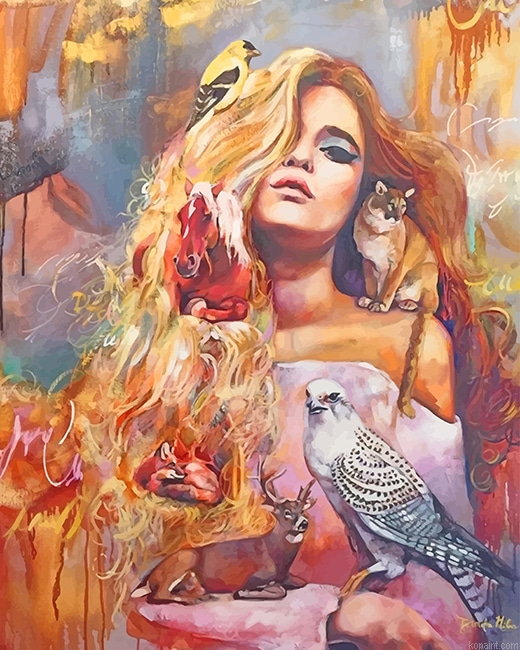 Animals Lover Blonde Girl New Painting By Numberss.png