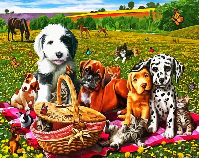 Animals Picnic Painting By Numberss.png
