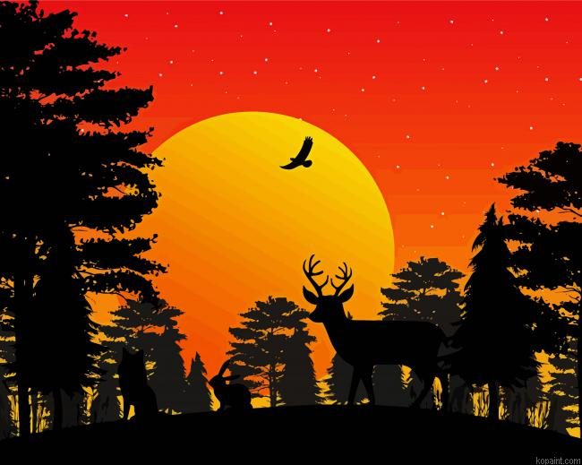 Animals Silhouette Paint By Numbers.png