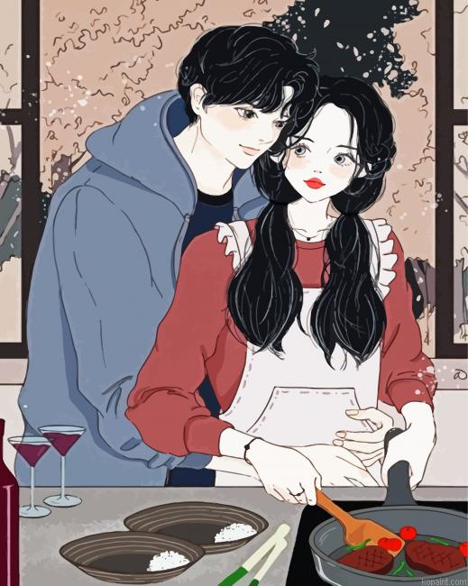 Anime Couple Romance Paint By Numbers