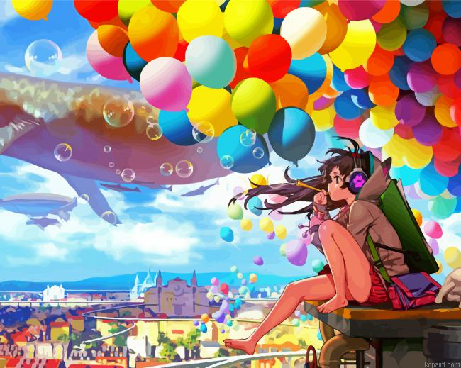 Anime Girl And Whales Painting By Numberss.png