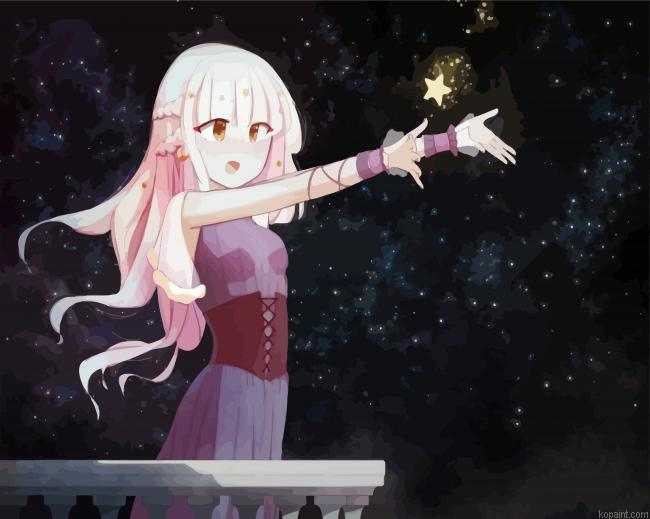 Anime Girl Catching Star Paint By Numbers.png