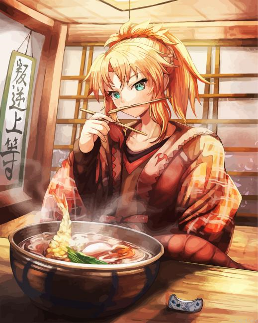 Anime Girl Eating Ramen Painting By Numberss.png