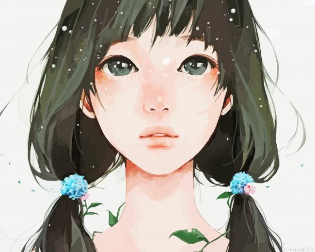 Anime Girl Face Painting By Numberss.png
