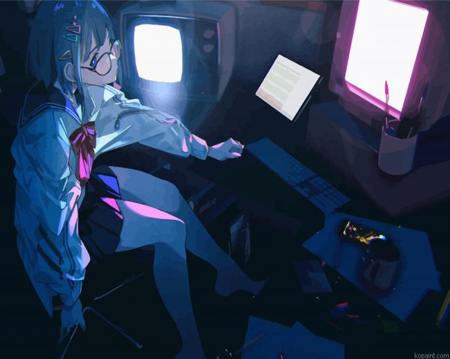 Anime Girl Gamer Painting By Numberss.png