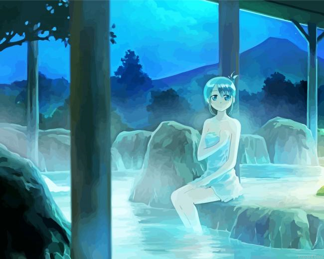 Anime Girl In Onsen Painting By Numberss.png