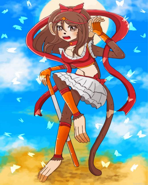Anime Girl Monkey Paint By Numbers