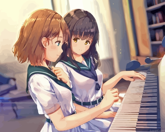 Anime Girls At The Piano Painting By Numberss.png