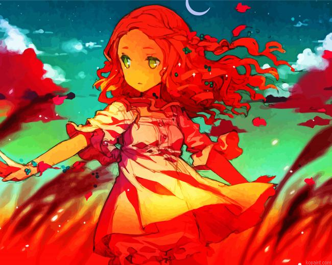 Anime Prairie Woman In The Wind Painting By Numberss.png