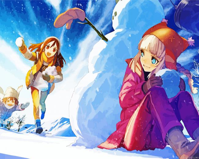 Anime Snow Fight Painting By Numberss.png