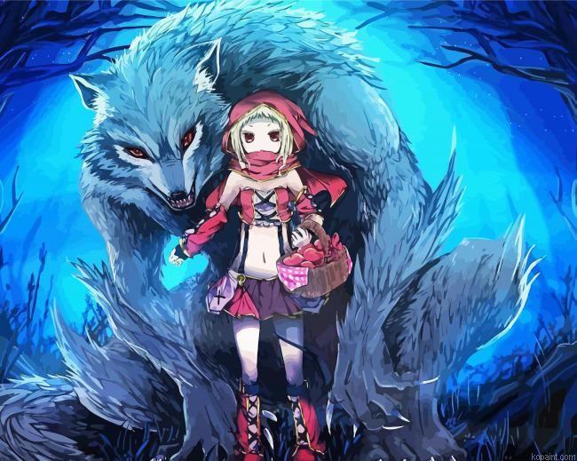 Anime Wolf And Girl Painting By Numberss.png