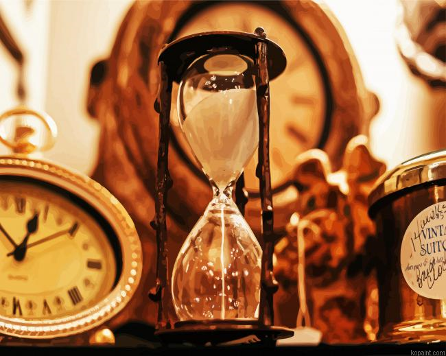 Antique Golden Hourglass Paint By Numbers