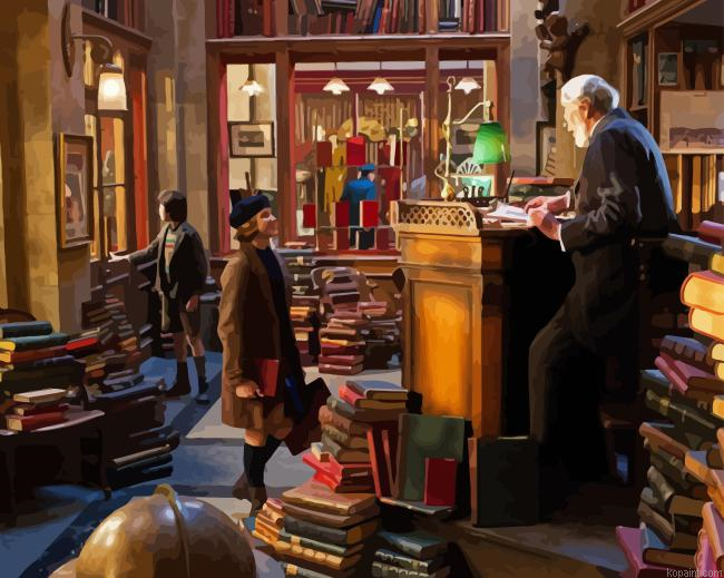 Antique Old Bookstore Painting By Numberss.png
