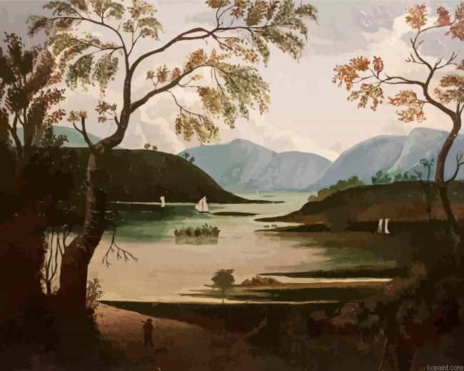 Antique Primitive Landscape Painting By Numberss.png