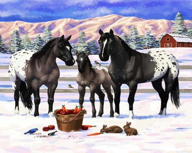 Appaloosa Horses In Snow Paint By Numbers.png