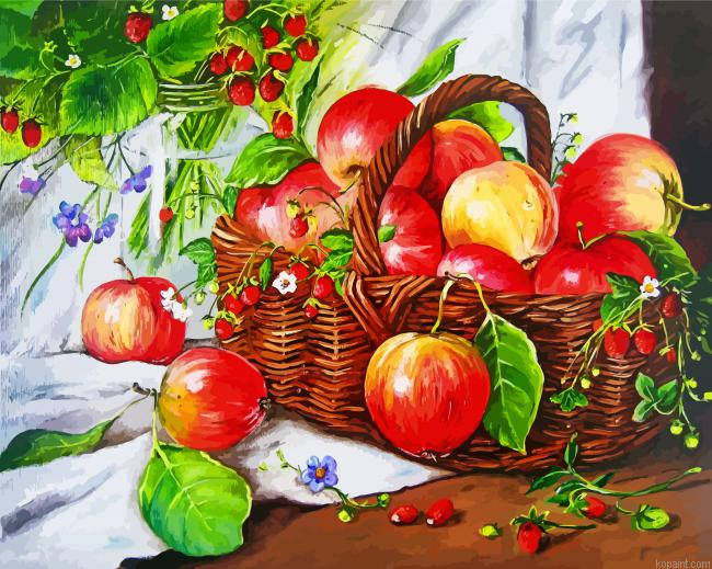 Apples Basket Still Life Painting By Numberss.png