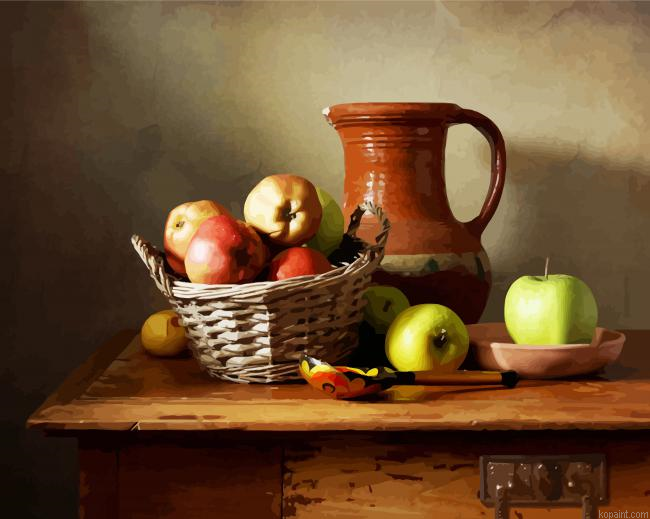 Apples Still Life Fruits Painting By Numberss.png