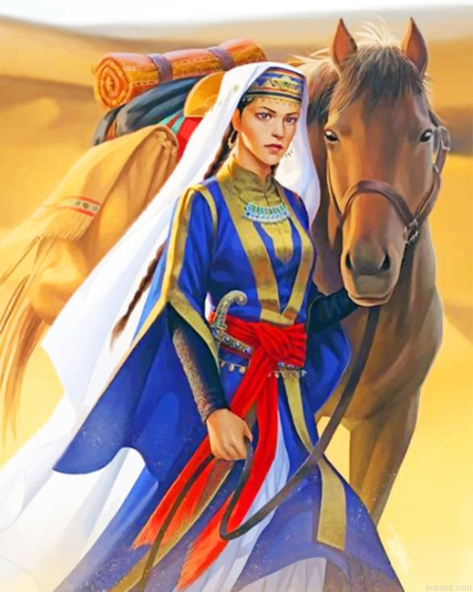 Arabian Woman With Her Horse New Painting By Numberss.png