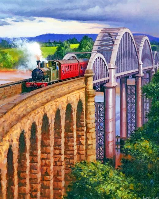 Arch Bridge Railway Painting By Numberss.png