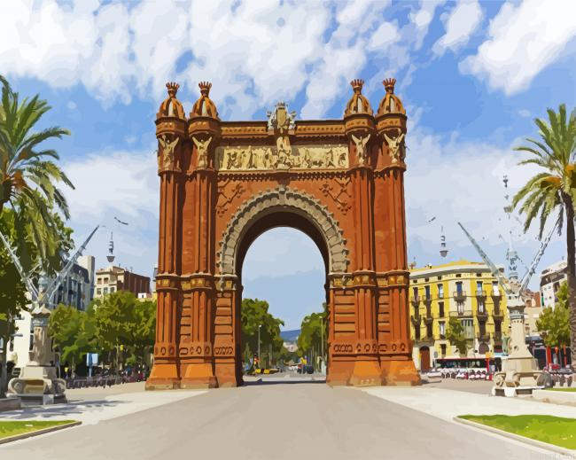 Arco De Triunfo De Barcelona Spain Painting By Numberss.png