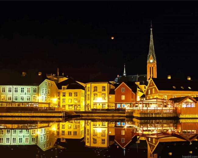 Arendal Norway At Night Painting By Numberss.png