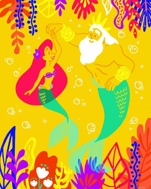 Ariel And Father King Triton Painting By Numberss.png