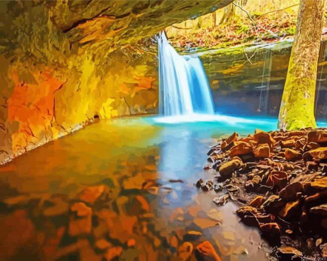Arkansas Waterfall Landscapes Painting By Numberss.png