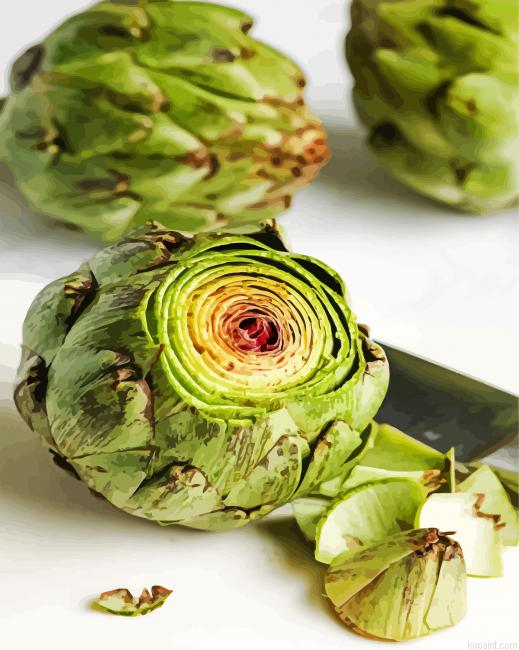 Artichoke Vegetable Painting By Numberss.png