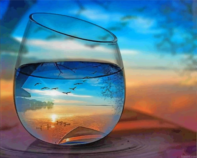 Artistic Cup Of Water Painting By Numberss.png