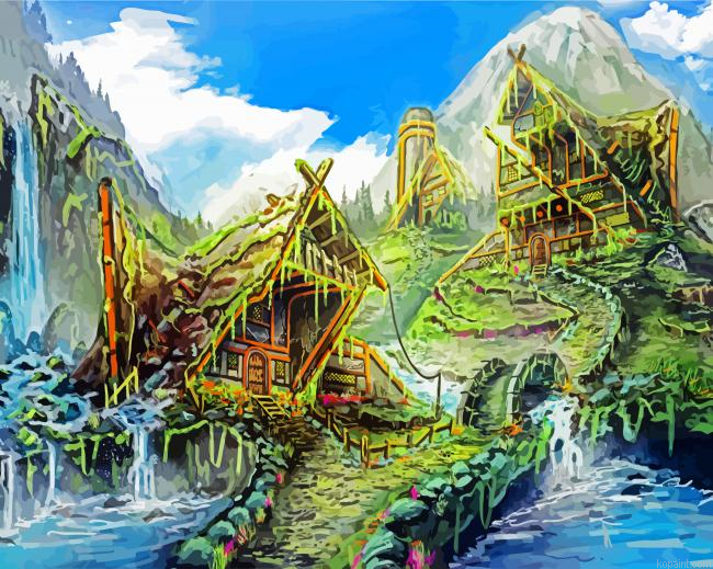 Artistic Fantasy Village Painting By Numberss.png