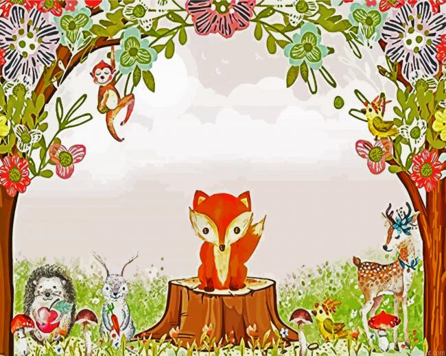 Artistic Woodland Animals Painting By Numberss.png