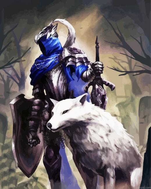 Artorias And The White Wolf Painting By Numberss.png