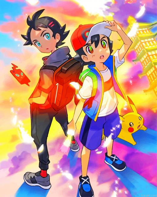 Ash And Gou Pokemon Painting By Numberss.png