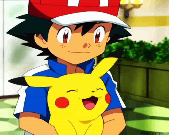 Asha And Pikachu Painting By Numberss.png