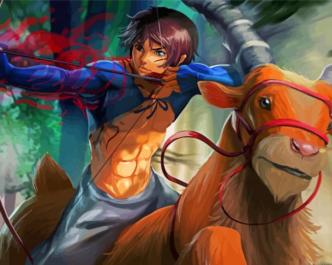 Ashitaka And Yakul Painting By Numberss.png