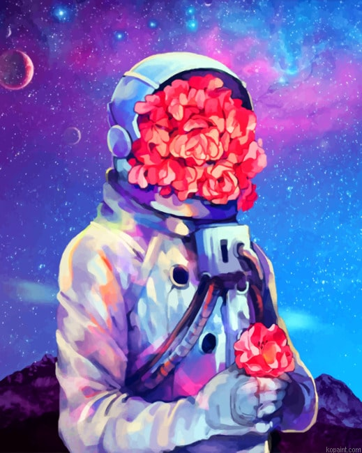 Astronaut Flowers New Painting By Numberss.png