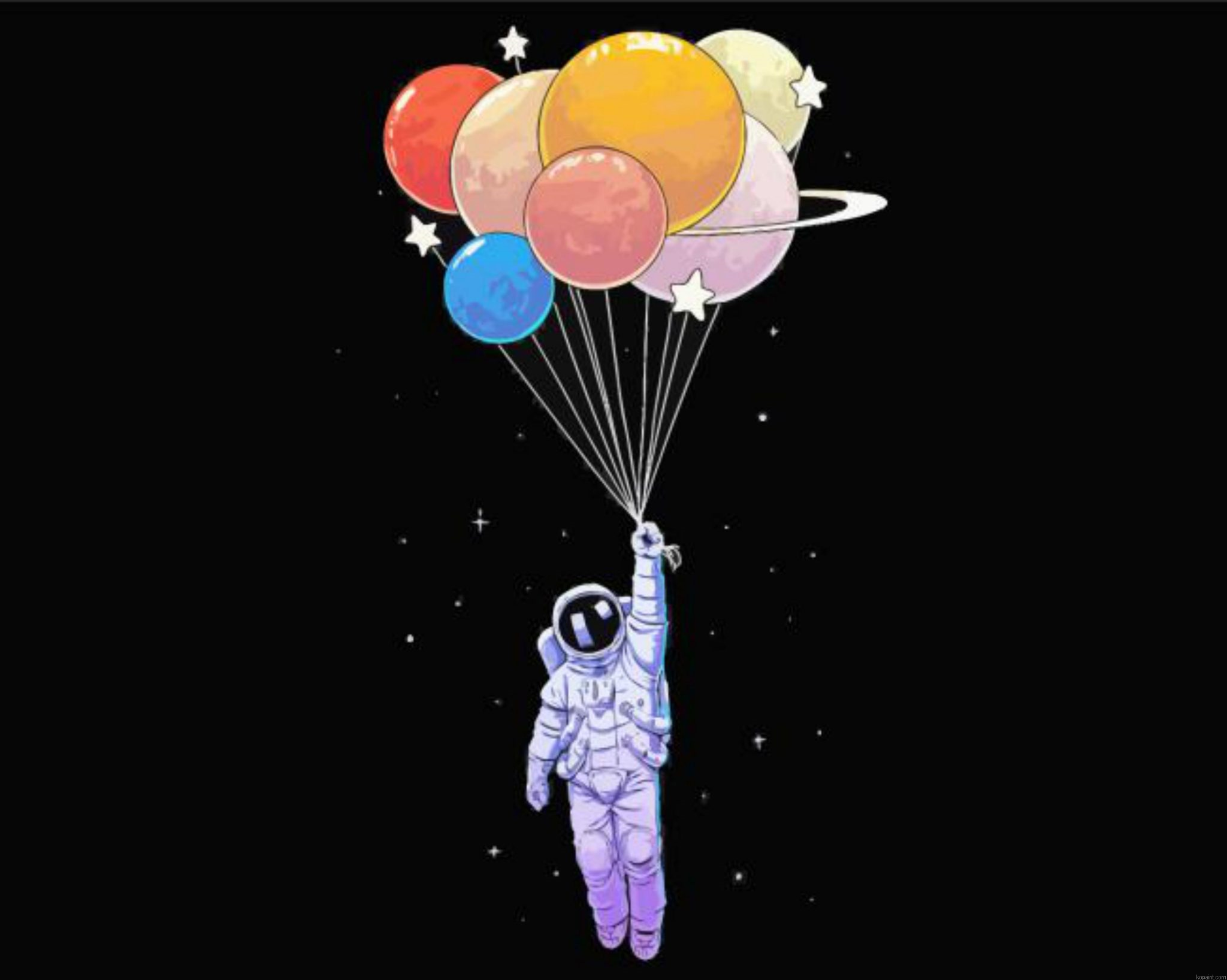 Astronaut Holding Planet Balloons Painting By Numberss.png