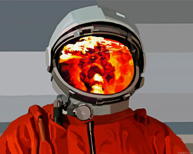 Astronaut On Fire Painting By Numberss.png