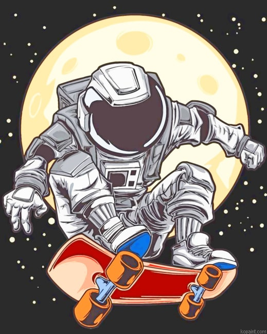 Astronaut Skateboard Painting By Numberss.png