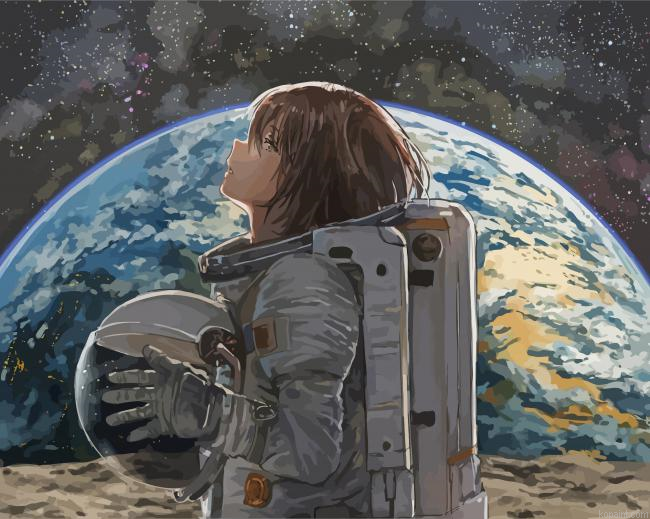 Astronaut Space Anime Girl Painting By Numberss.png