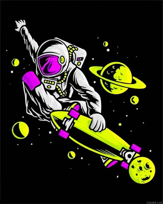Astronauts Skateboarding Paint By Numbers.png