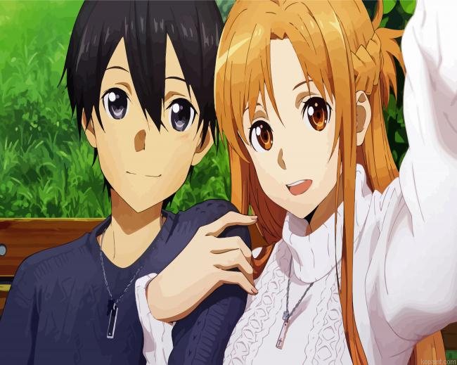 Asuna And Kirito Painting By Numberss.png