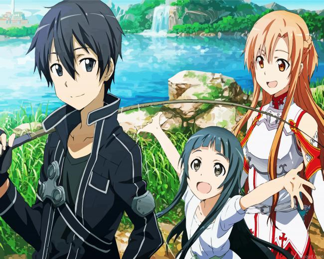 Asuna And Sao Kirito And Yui Painting By Numberss.png