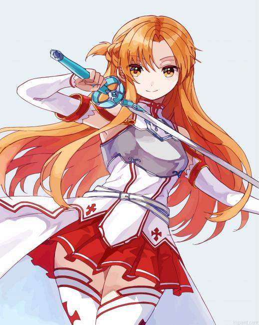 Asuna With Her Sword Painting By Numberss.png
