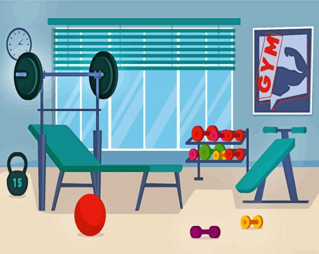 At The Gym Illustration Paint By Numbers
