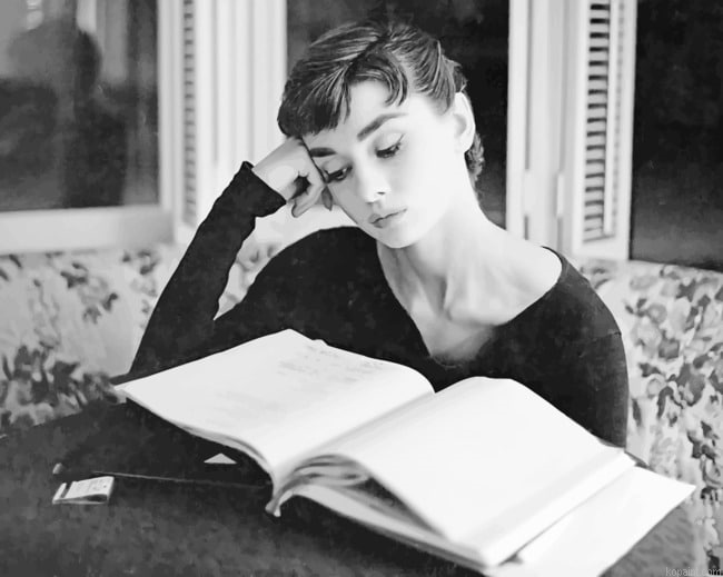 Audrey Hepburn Reading Book New Painting By Numberss.png