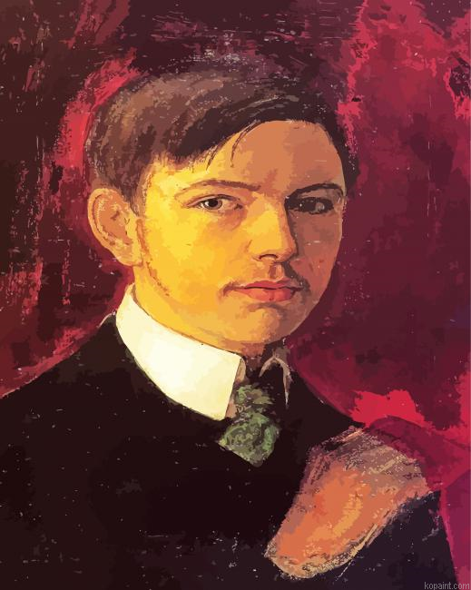 August Macke Self Portrait Painting By Numberss.png