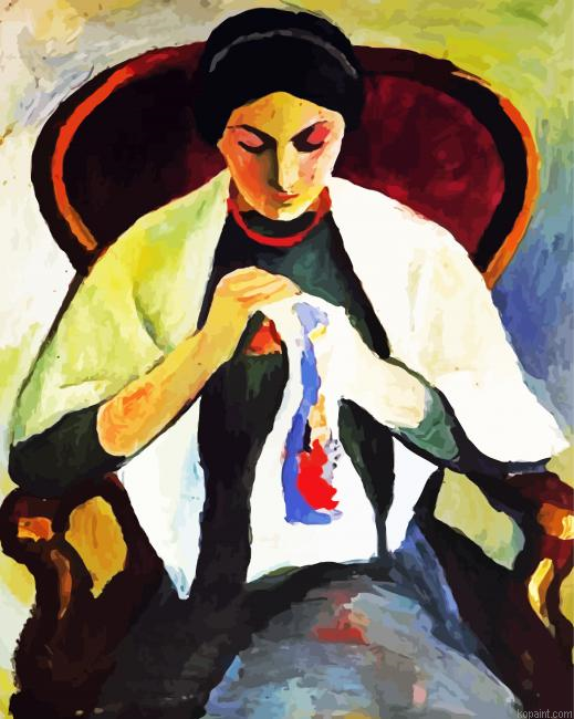 August Macke Woman Sewing Paint By Numbers