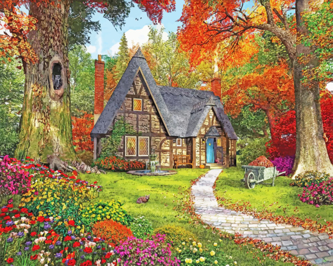 Autumn Cottage Painting By Numberss.png